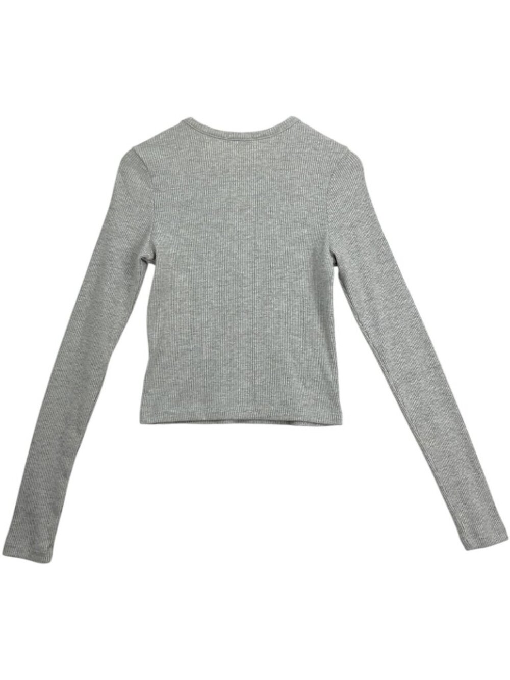 AGOLDE Alma Shrunken Crewneck Shirt Womens Large Gray Ribbed Long Sleeve Top - Picture 3 of 14